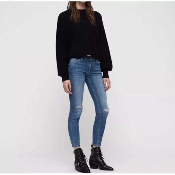 AllSaints Mast Skinny Jeans Distressed 24 - Picture 1 of 9